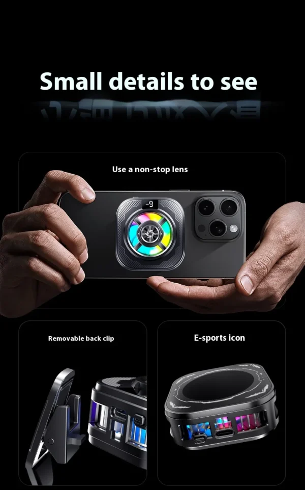 New Ice-Cooling Semiconductor Phone Cooler Magnetic Clip-on Cooling Fan with Digital Temperature Display for Gaming Phones - Image 20