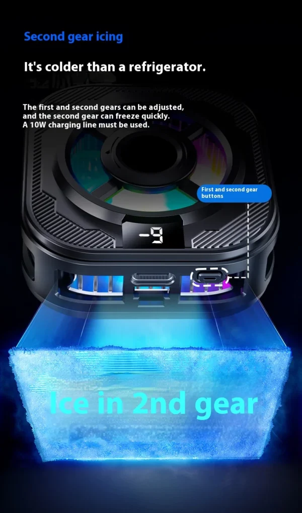 New Ice-Cooling Semiconductor Phone Cooler Magnetic Clip-on Cooling Fan with Digital Temperature Display for Gaming Phones - Image 15