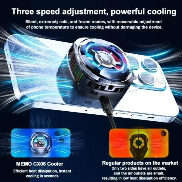CX06 2-in-1 Magnetic & Clip-on Phone Cooler for Gaming - Semiconductor Freeze Cooling Compatible with iPhone Android, Heat Sink