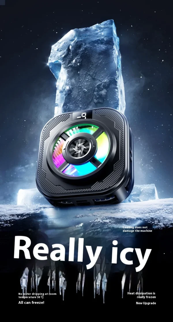 New Ice-Cooling Semiconductor Phone Cooler Magnetic Clip-on Cooling Fan with Digital Temperature Display for Gaming Phones - Image 7