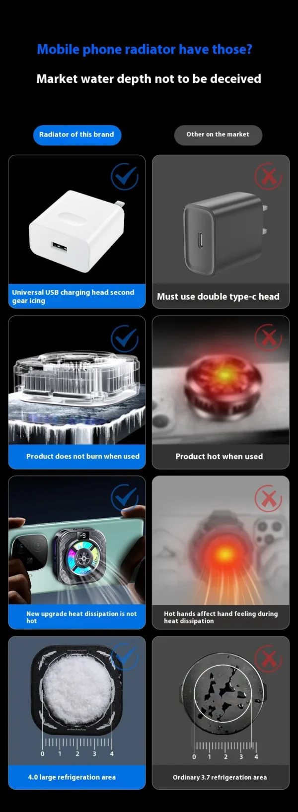 New Ice-Cooling Semiconductor Phone Cooler Magnetic Clip-on Cooling Fan with Digital Temperature Display for Gaming Phones - Image 25