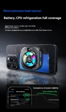 New Ice-Cooling Semiconductor Phone Cooler Magnetic Clip-on Cooling Fan with Digital Temperature Display for Gaming Phones
