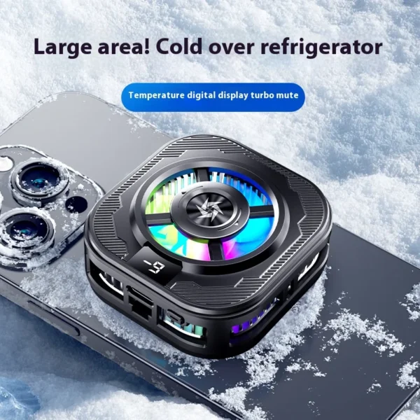 New Ice-Cooling Semiconductor Phone Cooler Magnetic Clip-on Cooling Fan with Digital Temperature Display for Gaming Phones - Image 4