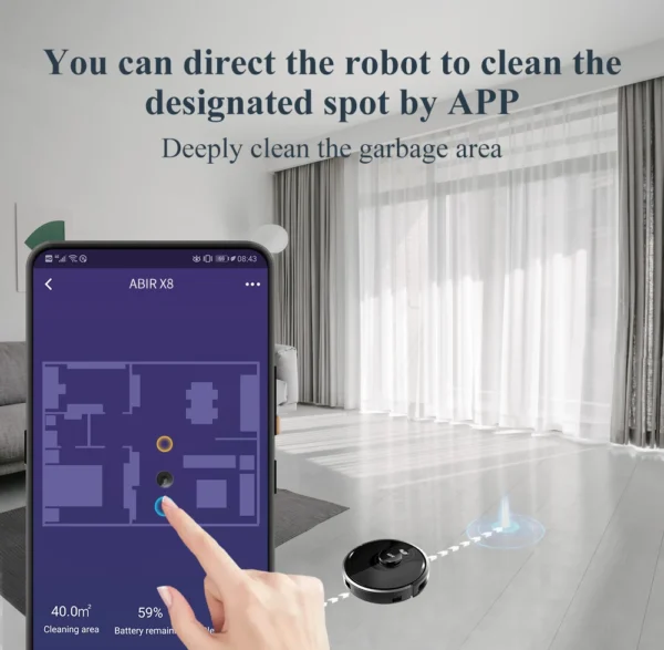 ABIR X8 Robot Vacuum Cleaner ,Laser System, Multiple Floors Maps, Zone Cleaning,Restricted Area Setting for Home Carpet Cleaning - Image 27