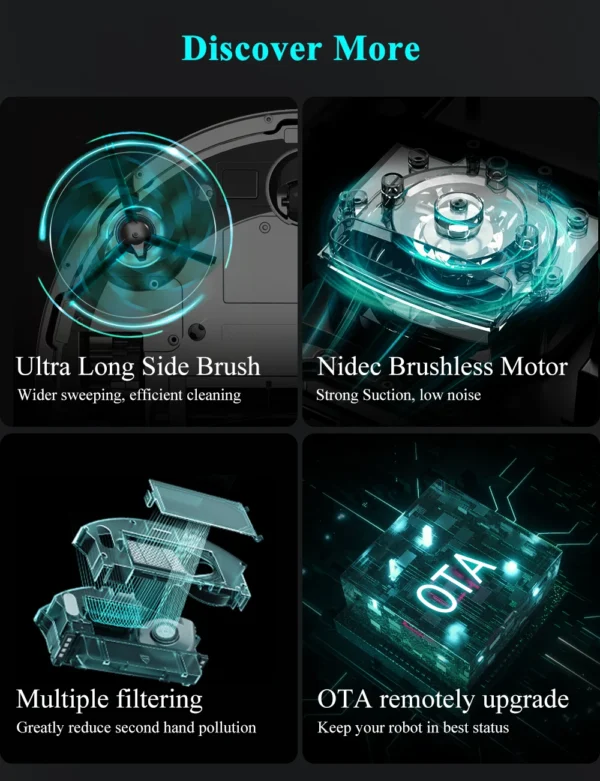 ABIR X8 Robot Vacuum Cleaner ,Laser System, Multiple Floors Maps, Zone Cleaning,Restricted Area Setting for Home Carpet Cleaning - Image 35