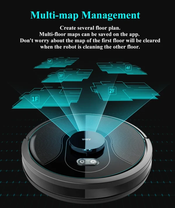 ABIR X8 Robot Vacuum Cleaner ,Laser System, Multiple Floors Maps, Zone Cleaning,Restricted Area Setting for Home Carpet Cleaning - Image 18