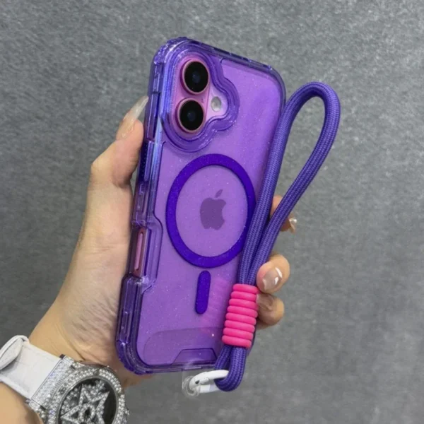 INS Glitter Clear Magnetic for Magsafe Case for IPhone 17 Air 16 15 14 Plus 13 12 Pro Max Wrist Strap Lanyard Shockproof Cover - Image 8