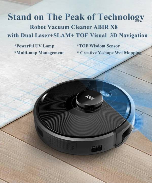 ABIR X8 Robot Vacuum Cleaner ,Laser System, Multiple Floors Maps, Zone Cleaning,Restricted Area Setting for Home Carpet Cleaning - Image 11