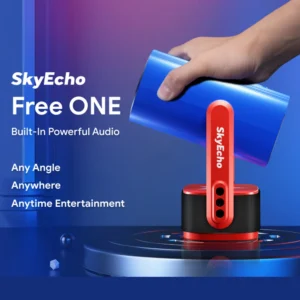 SkyEcho Mini Projector 1080P Home Theater 4K Video Projector 150in Projection Size 270° Rotation & Auto Keystone for Outdoor