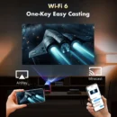 SkyEcho Mini Projector 1080P Home Theater 4K Video Projector 150in Projection Size 270° Rotation & Auto Keystone for Outdoor