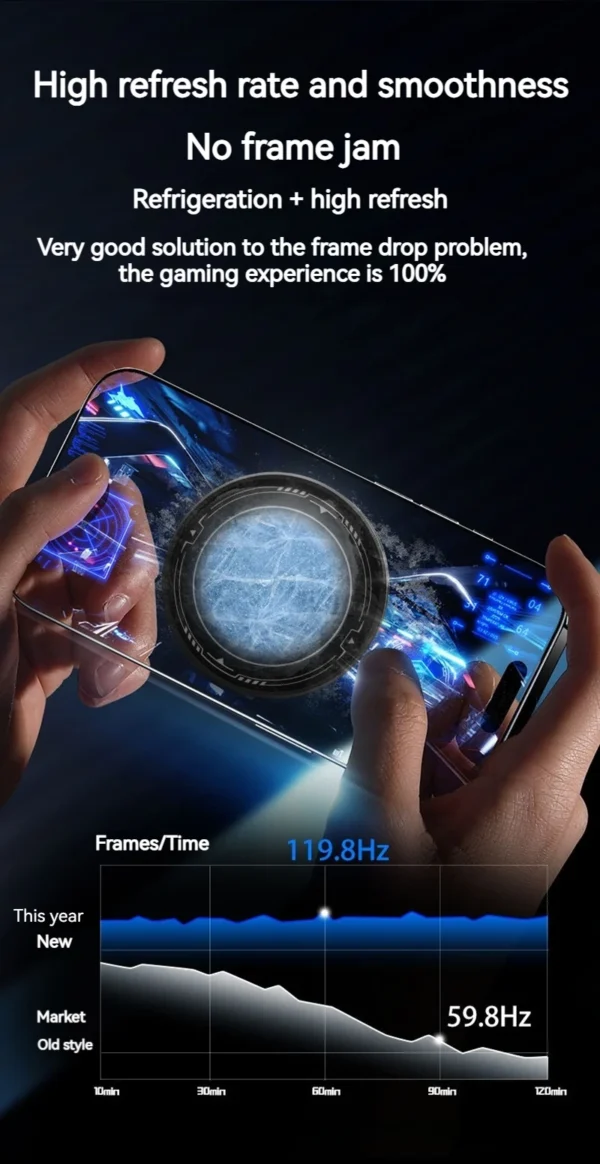 K20 Universal Portable Magnetic Semiconductor Phone Cooler with Digital Display RGB Lights Powerful Cooling Fan for Gaming - Image 11