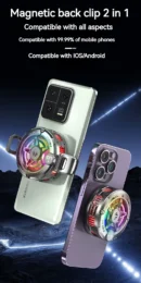 K20 Universal Portable Magnetic Semiconductor Phone Cooler with Digital Display RGB Lights Powerful Cooling Fan for Gaming