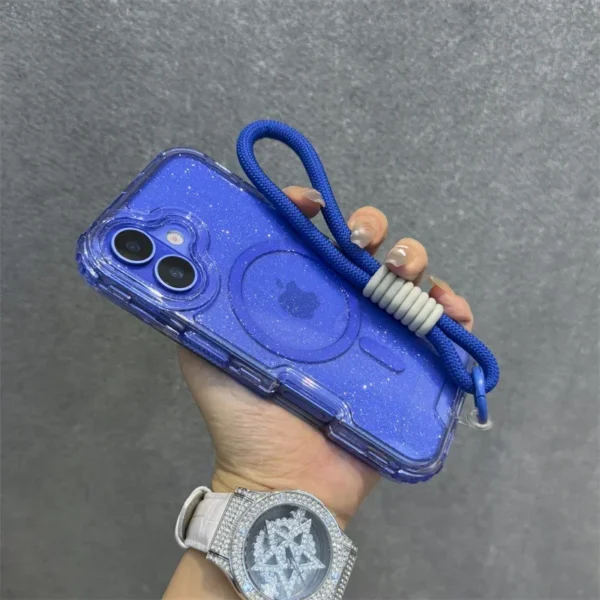 INS Glitter Clear Magnetic for Magsafe Case for IPhone 17 Air 16 15 14 Plus 13 12 Pro Max Wrist Strap Lanyard Shockproof Cover - Image 17