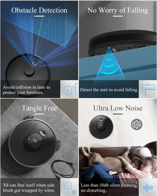 ABIR X8 Robot Vacuum Cleaner ,Laser System, Multiple Floors Maps, Zone Cleaning,Restricted Area Setting for Home Carpet Cleaning - Image 36