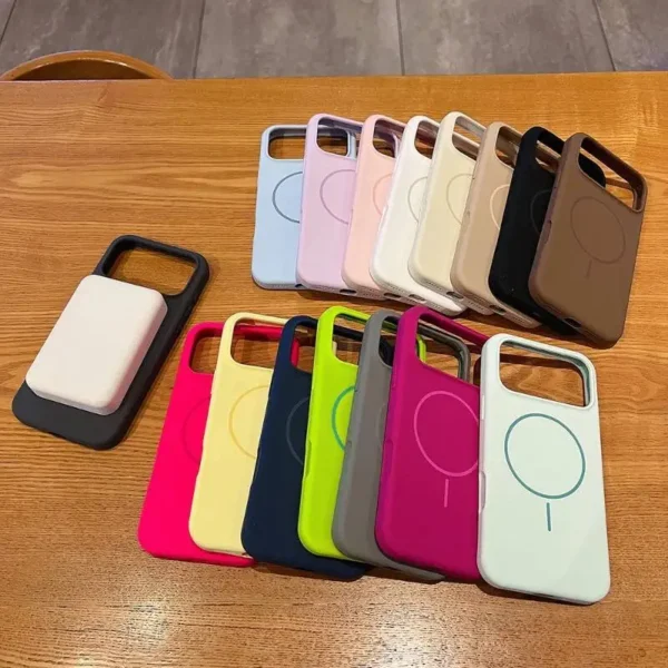 For Magsafe Magnetic Wireless Charging Phone Case For iPhone 17 Pro Max Air Luxury Solid Color Liquid Silicone Bumper Back Cover - Image 5
