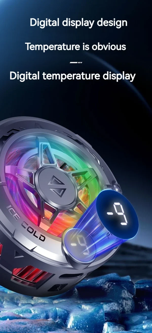 K20 Universal Portable Magnetic Semiconductor Phone Cooler with Digital Display RGB Lights Powerful Cooling Fan for Gaming - Image 15