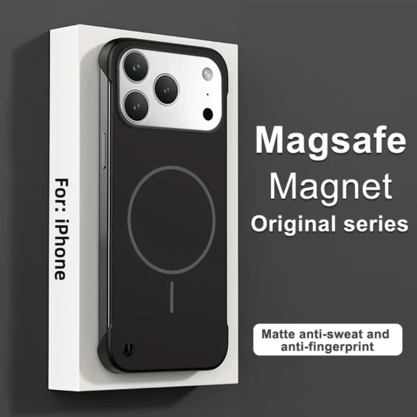 Frameless Solid Color Magnetic Case For iPhone 17 Air 16 15 14 13 12 11 Pro Max Plus 16E For Magsafe Hard PC Matte Back Cover - Image 7