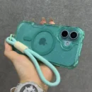 INS Glitter Clear Magnetic for Magsafe Case for IPhone 17 Air 16 15 14 Plus 13 12 Pro Max Wrist Strap Lanyard Shockproof Cover
