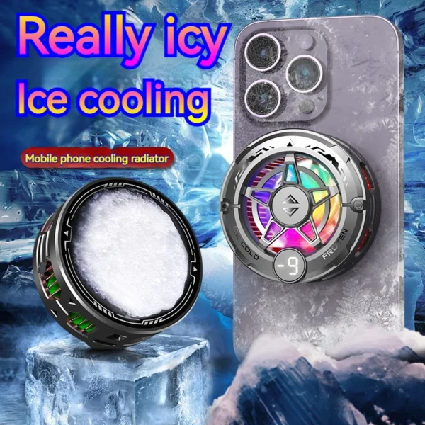 K20 Universal Portable Magnetic Semiconductor Phone Cooler with Digital Display RGB Lights Powerful Cooling Fan for Gaming - Image 2