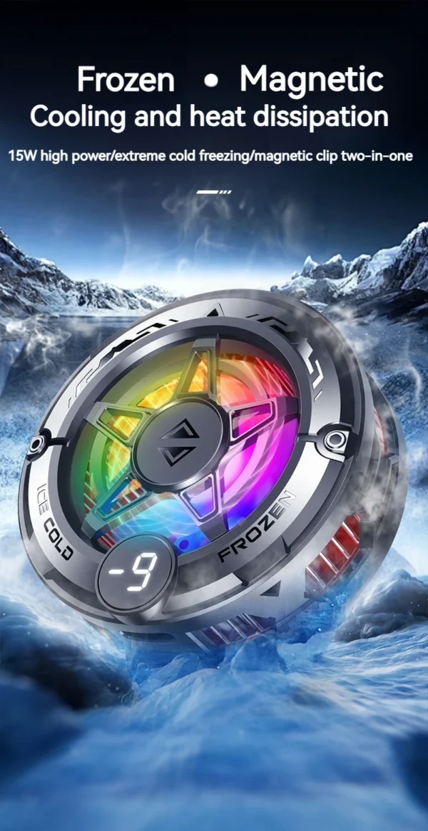 K20 Universal Portable Magnetic Semiconductor Phone Cooler with Digital Display RGB Lights Powerful Cooling Fan for Gaming - Image 7