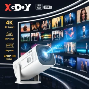 XGODY Smart Mini Projector Gimbal M1 Full HD Native 1080P 4K Portable Home Movie Projector Vertical Automatic Keystone Correctio