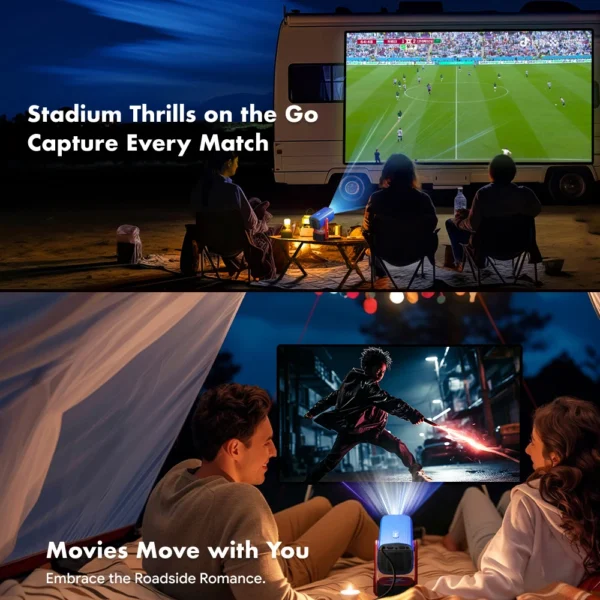 SkyEcho Mini Projector 1080P Home Theater 4K Video Projector 150in Projection Size 270° Rotation & Auto Keystone for Outdoor - Image 16