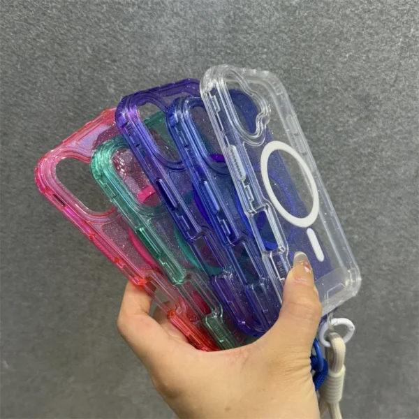 INS Glitter Clear Magnetic for Magsafe Case for IPhone 17 Air 16 15 14 Plus 13 12 Pro Max Wrist Strap Lanyard Shockproof Cover - Image 12