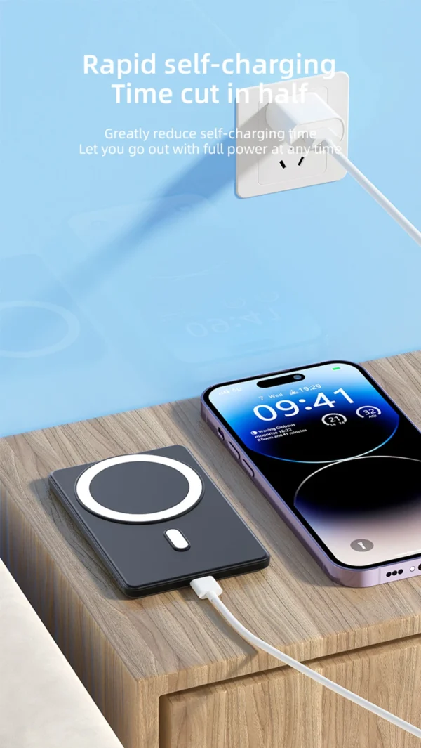 Thin Magnetic Wireless Power Bank 15W 5000mAh Portable Fast Charging External Battery for Magsafe For iPhone 16 15 14 13 Pro Max - Image 18