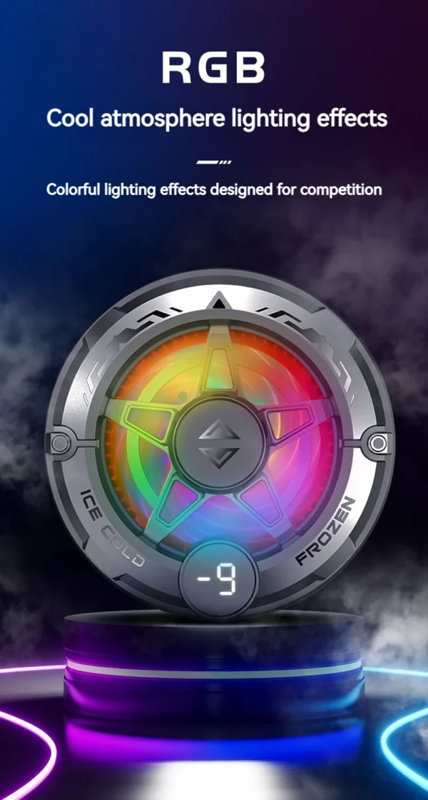 K20 Universal Portable Magnetic Semiconductor Phone Cooler with Digital Display RGB Lights Powerful Cooling Fan for Gaming - Image 19