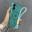 INS Glitter Clear Magnetic for Magsafe Case for IPhone 17 Air 16 15 14 Plus 13 12 Pro Max Wrist Strap Lanyard Shockproof Cover