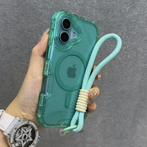 INS Glitter Clear Magnetic for Magsafe Case for IPhone 17 Air 16 15 14 Plus 13 12 Pro Max Wrist Strap Lanyard Shockproof Cover - Image 11