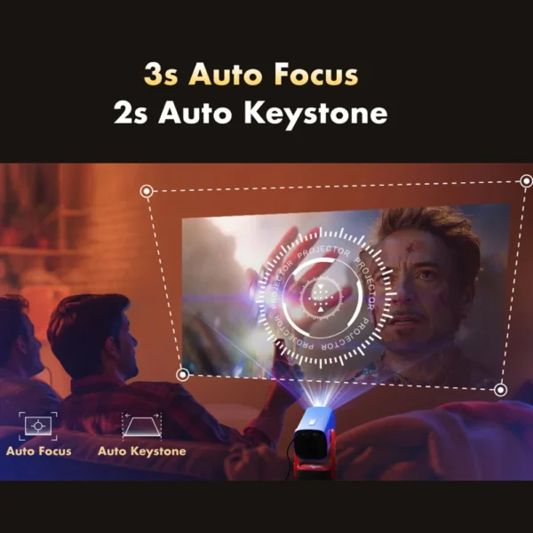 SkyEcho Mini Projector 1080P Home Theater 4K Video Projector 150in Projection Size 270° Rotation & Auto Keystone for Outdoor - Image 14