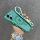 INS Glitter Clear Magnetic for Magsafe Case for IPhone 17 Air 16 15 14 Plus 13 12 Pro Max Wrist Strap Lanyard Shockproof Cover