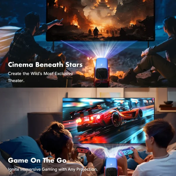 SkyEcho Mini Projector 1080P Home Theater 4K Video Projector 150in Projection Size 270° Rotation & Auto Keystone for Outdoor - Image 15