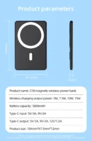 Thin Magnetic Wireless Power Bank 15W 5000mAh Portable Fast Charging External Battery for Magsafe For iPhone 16 15 14 13 Pro Max