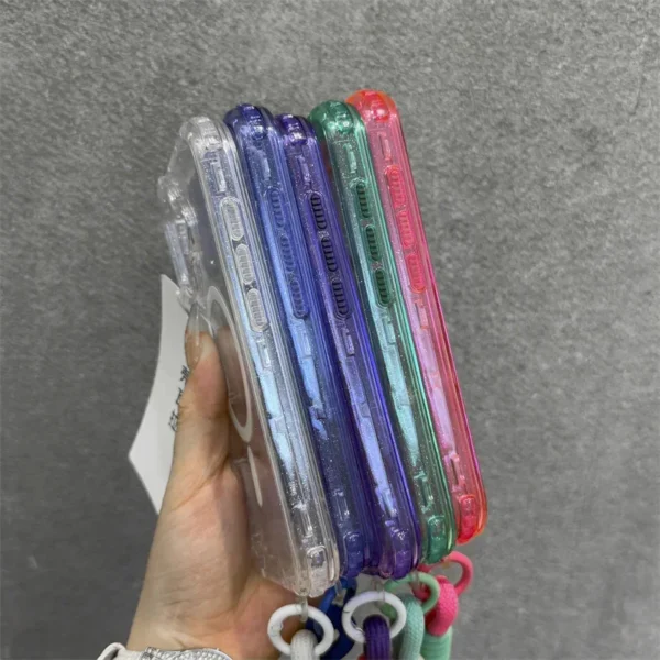 INS Glitter Clear Magnetic for Magsafe Case for IPhone 17 Air 16 15 14 Plus 13 12 Pro Max Wrist Strap Lanyard Shockproof Cover - Image 13