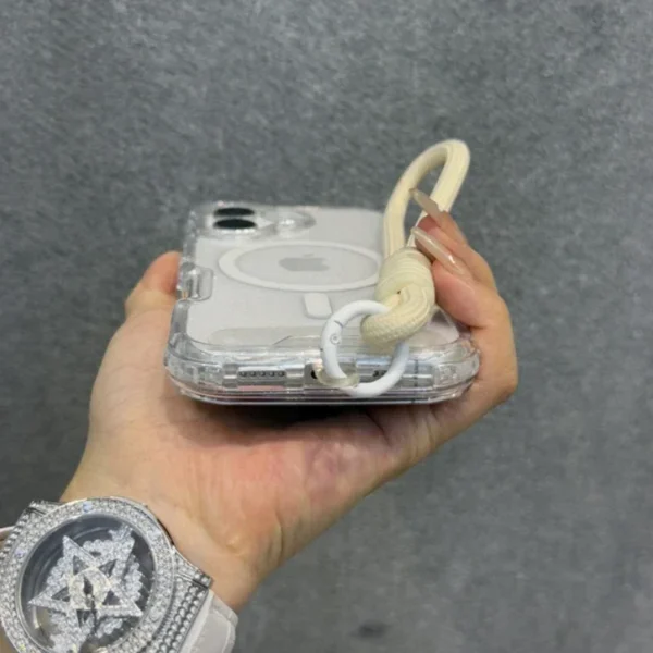 INS Glitter Clear Magnetic for Magsafe Case for IPhone 17 Air 16 15 14 Plus 13 12 Pro Max Wrist Strap Lanyard Shockproof Cover - Image 6