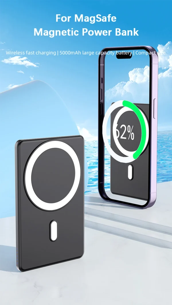 Thin Magnetic Wireless Power Bank 15W 5000mAh Portable Fast Charging External Battery for Magsafe For iPhone 16 15 14 13 Pro Max - Image 9
