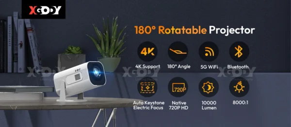 XGODY Smart Mini Projector Gimbal M1 Full HD Native 1080P 4K Portable Home Movie Projector Vertical Automatic Keystone Correctio - Image 8