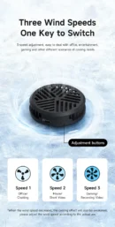 Hagibis Magnetic Cell Phone Cooler Universal Cooling Fan Mobile Phone Radiator for iPhone 15 Pro Black Shark Gaming Live Stream