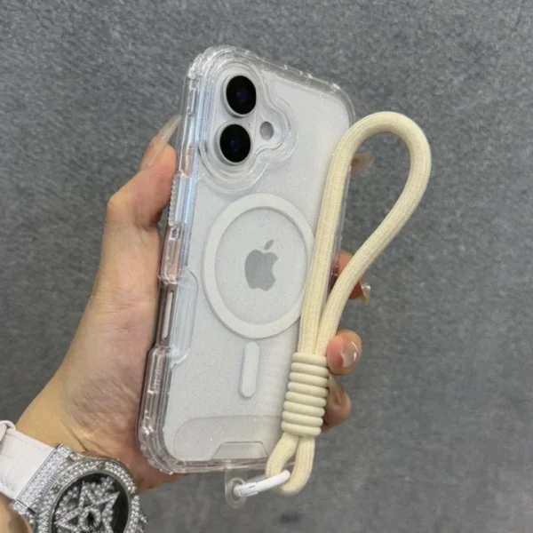 INS Glitter Clear Magnetic for Magsafe Case for IPhone 17 Air 16 15 14 Plus 13 12 Pro Max Wrist Strap Lanyard Shockproof Cover - Image 10