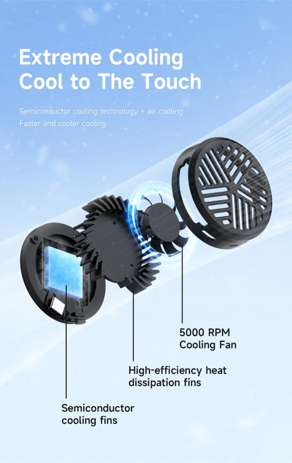 Hagibis Magnetic Cell Phone Cooler Universal Cooling Fan Mobile Phone Radiator for iPhone 15 Pro Black Shark Gaming Live Stream - Image 11