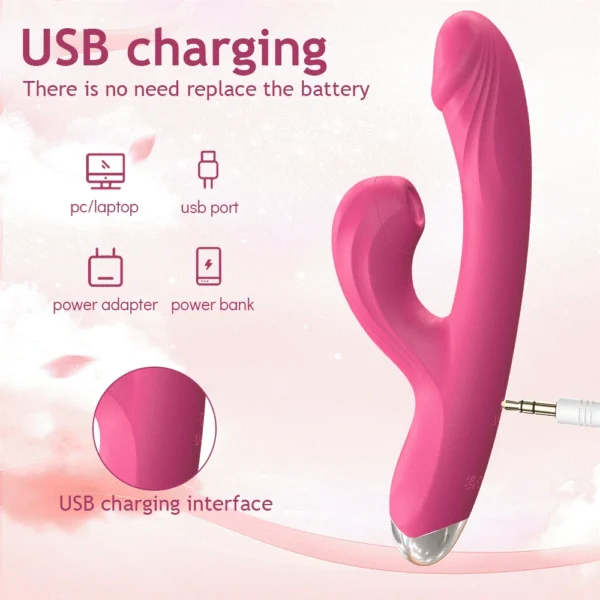 Rabbit Powerful Suction Cup G-Spot Vibrator Women's Clitoral Vaginal Stimulator Anal Plug Dildo Sex Toy Women's Adult Products - Image 3