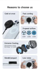 Hagibis Magnetic Cell Phone Cooler Universal Cooling Fan Mobile Phone Radiator for iPhone 15 Pro Black Shark Gaming Live Stream