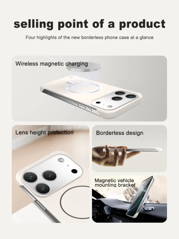 Frameless Solid Color Magnetic Case For iPhone 17 Air 16 15 14 13 12 11 Pro Max Plus 16E For Magsafe Hard PC Matte Back Cover - Image 14