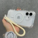 INS Glitter Clear Magnetic for Magsafe Case for IPhone 17 Air 16 15 14 Plus 13 12 Pro Max Wrist Strap Lanyard Shockproof Cover